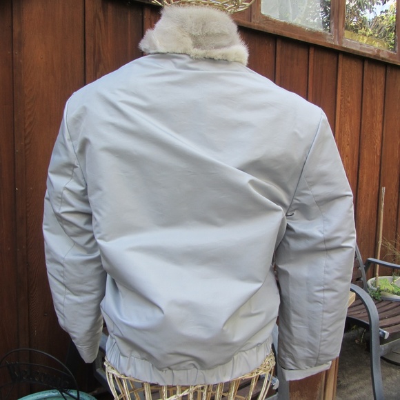 GRAY REVERSIBLE MINK & NYLON BOMBER JACKET SZ S - Picture 6 of 8
